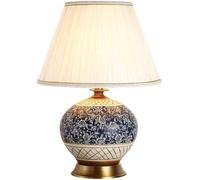 QYYZTQY Table Light Nightstand Lamp Chinese Ceramic Table Lamp American Classical Decorative Desk Nightstand Table Lamps for Living Room Table Lamps for Bedroom (Push Button Switch)