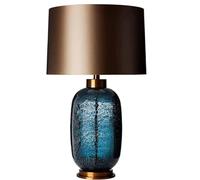 QYYZTQY Table Light Nightstand Lamp Chinese Style Table Lamp Glazed Lamp Body Bedside Lamp Fabric Lampshade Metal Base Nightstand Lamp Table Lamps for Bedroom(B)