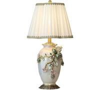 QYYZTQY Table Light Nightstand Lamp European Style Table Lamp Ceramic Dazzling Glaze Nightstand Lamp Fabric Lampshade Bedside Lamp for Living Room Bedroom Table Lamps for Bedroom (A 38 * 67cm)