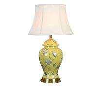 QYYZTQY Table Light Nightstand Lamp Floral Table Lamp Chinese Ceramic Vase Bedside Desk Nightstand Lamp for Bedroom Living Room Office College Table Lamps for Bedroom(A,Remote Control Switch)