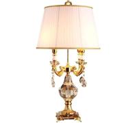 QYYZTQY Table Light Nightstand Lamp K9 Crystal Bedside Lamp Nightstand Lamp Fabric Lampshade Desk Light Button Desk Lamp Table Lamps for Bedroom