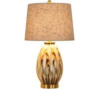 QYYZTQY Table Light Nightstand Lamp Kiln Transformed Ceramics Table Lamp American Decor Bedside Lamps Postmodern Light Luxury Bedroom Nightstand Lamps Table Lamps for Bedroom (A Button Switch)