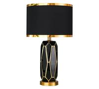QYYZTQY Table Light Nightstand Lamp Nordic Ceramic Table Lamp Electroplating Gold Trace Lamp Body Bedside Desk Nightstand Lamp Bedroom Table Lamps for Bedroom(A,Touch Switch)