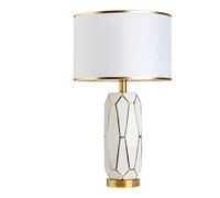 QYYZTQY Table Light Nightstand Lamp Nordic Ceramic Table Lamp Electroplating Gold Trace Lamp Body Bedside Desk Nightstand Lamp Bedroom Table Lamps for Bedroom(A,Touch Switch)