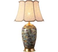 QYYZTQY Table Light Nightstand Lamp Table Lamp Hand Painted Gold Ceramic Table Lamps American Farmhouse Bedside Desk Nightstand Lamp Table Lamps for Bedroom (Push Button 36 * 56cm)