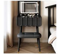 QYYZTQY Table,Nordic Desk, Makeup Vanity Set with Flip Mirror and Cushioned Stool, Small Apartments Dressing Table, Writing Desk,Black,50CM
