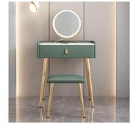 QYYZTQY Table,Small 3-Color Mirror and Padded Stool, Wooden Dressing Table with Large Drawer,Grün,60x40x80cm