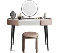 QYYZTQY Table,Vanity Makeup Slate Leather-Edged Dresser Set, Stainless Steel Tripod Table with Drawers Dressing Table,C,80CM