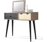QYYZTQY Table,Vanity Makeup Solid Wood Dresser Set, Without Stool, Desk, Table with Folding Mirror and 3 Drawers Dressing Tabl