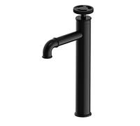 QYYZTQY Tall Mixer Industrial Style Brass Bathroom Sink Hole Deck Mounted Basin Tap Single Handle Lavatory Faucet with Hot and Cold Water,Black(Black)