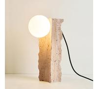 QYYZTQY Tall Table Lamp Mid Century White Glass Natural Stone Table Lamp Farmhouse Desk Decor Vintage Retro Nightstand Light for Bedroom Bedside Living Room Office Home