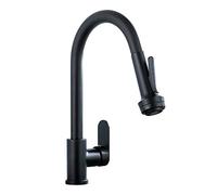 QYYZTQY Tap Taps Swivel Kitchen 4 Water Outlet Function, Brass Single Handle Sink Mixer Faucet with Pull out Sprayer,Black(Black)