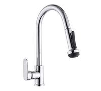 QYYZTQY Tap Taps Swivel Kitchen 4 Water Outlet Function, Brass Single Handle Sink Mixer Faucet with Pull out Sprayer,Black(Chrome)