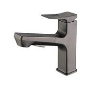 QYYZTQY Tap with Pull-out Sprayer Dual Mode Hot and Cold Water Sink taps Retractable Single Handle Pull out Lavatory Basin faucets for Bathroom, Grey