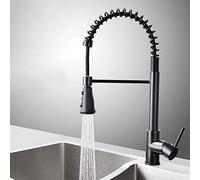 QYYZTQY Taps Brass Spring Pull-out Type Tap Faucet Hot and Cold 2 Modes Telescopic Rotation Kitchen Sink Mixer Tap-Golden(Black)