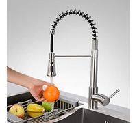 QYYZTQY Taps Brass Spring Pull-out Type Tap Faucet Hot and Cold 2 Modes Telescopic Rotation Kitchen Sink Mixer Tap-Golden(Brushed)