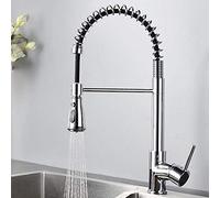 QYYZTQY Taps Brass Spring Pull-out Type Tap Faucet Hot and Cold 2 Modes Telescopic Rotation Kitchen Sink Mixer Tap-Golden(Chrome)