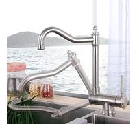 QYYZTQY Taps Mixer Folding Inside Window Tap Kitchen Stainless Steel Brushed Rotating Hot and Cold Sink Faucet
