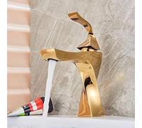 QYYZTQY Taps Single Handle Mixer Tap Bathroom Faucets Hot and Cold Cock Deck Mounted Wash Basin Water Crane-Black Bronze,Golden,Sink Faucet(Gold)
