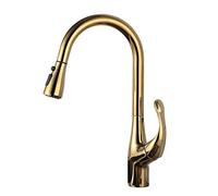 QYYZTQY Taps with Pull out Spray Brass Faucet Hot and Cold Retractable Rotation 2 Functions Kitchen Sink Faucet-Golden