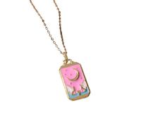 QYYZTQY Tarot Card Necklace For Women and Girls, Punk Tarot Sun God Star Moon Hand Flame Square Necklace, Pisces Necklace, Taurus Necklace, Celestial Necklace, Pisces Necklace For Women