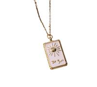 QYYZTQY Tarot Card Necklace For Women and Girls, Punk Tarot Sun God Star Moon Hand Flame Square Necklace, Pisces Necklace, Taurus Necklace, Celestial Necklace, Pisces Necklace For Women