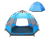 QYYZTQY Tents Outdoor 5-8 Person Double Hex Beach Automatic Camping Rainproof Tent, Blue