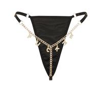 QYYZTQY Thongs for Women Gold Rhinestones Special Word Funny Underwear See Through Low Rise Lace Panties Naughty G-String