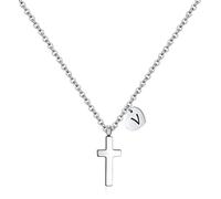 QYYZTQY Tiny Cross Initial Women| Heart Birthstone | Letter Stainless Steel Pendant First Communion Baptism Christmas Birthday Gifts Jewelry for Girls