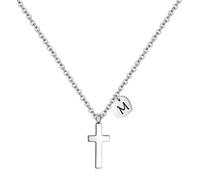 QYYZTQY Tiny Cross Initial Women| Heart Birthstone | Letter Stainless Steel Pendant First Communion Baptism Christmas Birthday Gifts Jewelry for Girls