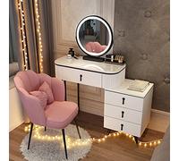 QYYZTQY tocador Maquillaje Consejo Mesa Luces Mirador Espejo con cajones y taburetes Acolchados para la decoración Estudio de Dormitorio White+Black Edge 80 cm