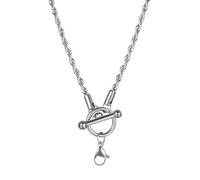 QYYZTQY Toggle Necklace For Men and Women, 925 Sterling Silver Hip Hop Cuban Link Chain T Bar Toggle Clasp Long Chain Pendant Charm Choker Necklace, Lock and Key Necklace