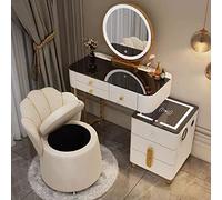 QYYZTQY USB Charging Port, Bedroom Dressing Table Drawers, Vanity Desk with Circle ° Swivel Mirror, for Girls Women,White C,120cm/47.2in