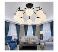 QYYZTQY V-intage Style Opening Frosted White Glass Ceiling Lamp Retro Black Iron Living Room Bedroom Lights, Chandelier