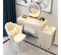 QYYZTQY Vanity Set with Chair Drawers Cabinet Lights Mirror 3 Modes Adjustable Brightness Makeup Table for Dressing Room Bedroom,White,100cm/39.37in