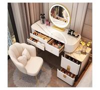 QYYZTQY Vanity Table with Adjustable Brightness Mirror 5-Drawer Makeup Desk & Side Cabinet Stylish Wooden Dressing Table for Beauty & nizing Essentials