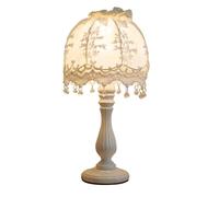 QYYZTQY Victorian Table Lamp Nursery White French Country Table Lamp Lace Shade Vintage Boho Bedside Lamp Rustic Farmhouse Nightstand Lamp for Girls Bedroom Children Kids Room Living Room Home