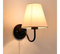 QYYZTQY Vintage American Light with Black Fabric Shade for Bedroom Bedside Reading Nightstand Living Room Wall Mounted Lamp(White)