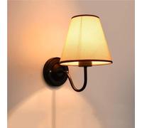 QYYZTQY Vintage American Light with Black Fabric Shade for Bedroom Bedside Reading Nightstand Living Room Wall Mounted Lamp(Brown)