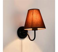 QYYZTQY Vintage American Light with Black Fabric Shade for Bedroom Bedside Reading Nightstand Living Room Wall Mounted Lamp(Black)