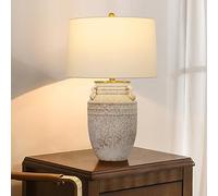 QYYZTQY Vintage Ceramic Large Table Lamp Bedside lampJapanese Style Table Lamp Minimalism Bedroom Living Room with Fabric Shade E27*1 for Hotel Café Decorative 40 * 68cm