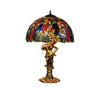 QYYZTQY Vintage Creative 43CM Stained Glass Living Room Bedroom Dining Room Bedside Table Light Blue Grape Lights Soft Eye Protection