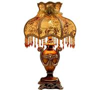 QYYZTQY Vintage Desk Lamp European Style Night Lamp Decorative Table Lamp American Style Resin Minimalism Bedroom Living with Fabric Shade E27*1 for Hotel Cafe 30 * 49cm