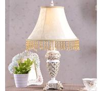 QYYZTQY Vintage Desk Lamp European Style Resin Night Lamp Decorative Table Lamp American Style Minimalism Bedroom Living with Fabric Shade E27*1 for Hotel Cafe 29 * 53cm