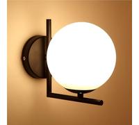 QYYZTQY Vintage Gold 1-Light Bathroom Wall Milk White Globe Glass Shade Vanity Wall Light for Bedroom Hallway Wall Mounted Lamp E26/ Base(Black)