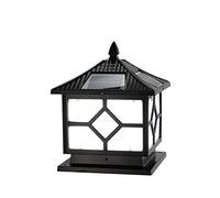 QYYZTQY Vintage IP67 Waterproof Solar Post Light High Transmittance Acrylic Lampshade Super Bright LED Pillar Lamp Black Classic Square Column Light Garden Fence Lantern P(Small)