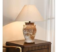 QYYZTQY Vintage Japanese Style Table Lamp Ceramic Large Table Lamp Bedside Lamp Minimalism Bedroom Living Room with Fabric Shade E27*1 for Hotel Café Decorative 46 * 55cm