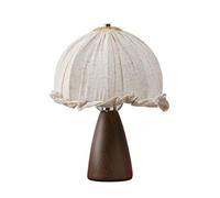 QYYZTQY Vintage Mushroom Table Lamp Ceramic Bedside Lamp Fabric Shade Night Stand Light, Retro Farmhouse End Table Lamp Desktop Nightstand Lights for Bedroom Living Room Desk