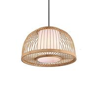QYYZTQY Vintage Semicircle Cage Chandeliers Hand-Woven Wicker Hollow Pendant Lamp Hanging Light Fixture Built-in Parchment Shade for Kitchen Island Tea Room Living Room Hotel