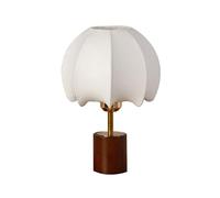 QYYZTQY Vintage Small Table Lamp Wood Desk Light with Fabric Shade Mushroom Lamps Nightstand Lighting Walnut Desktop Lights Accent Lamp for Home Office Restaurant Bedroom Bar